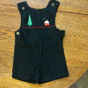 Vintage corduroy jumper with holiday patches, likely 2T